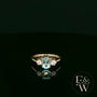 Lab Grown Aqua and Diamond 9ct Yellow Trilogy Ring