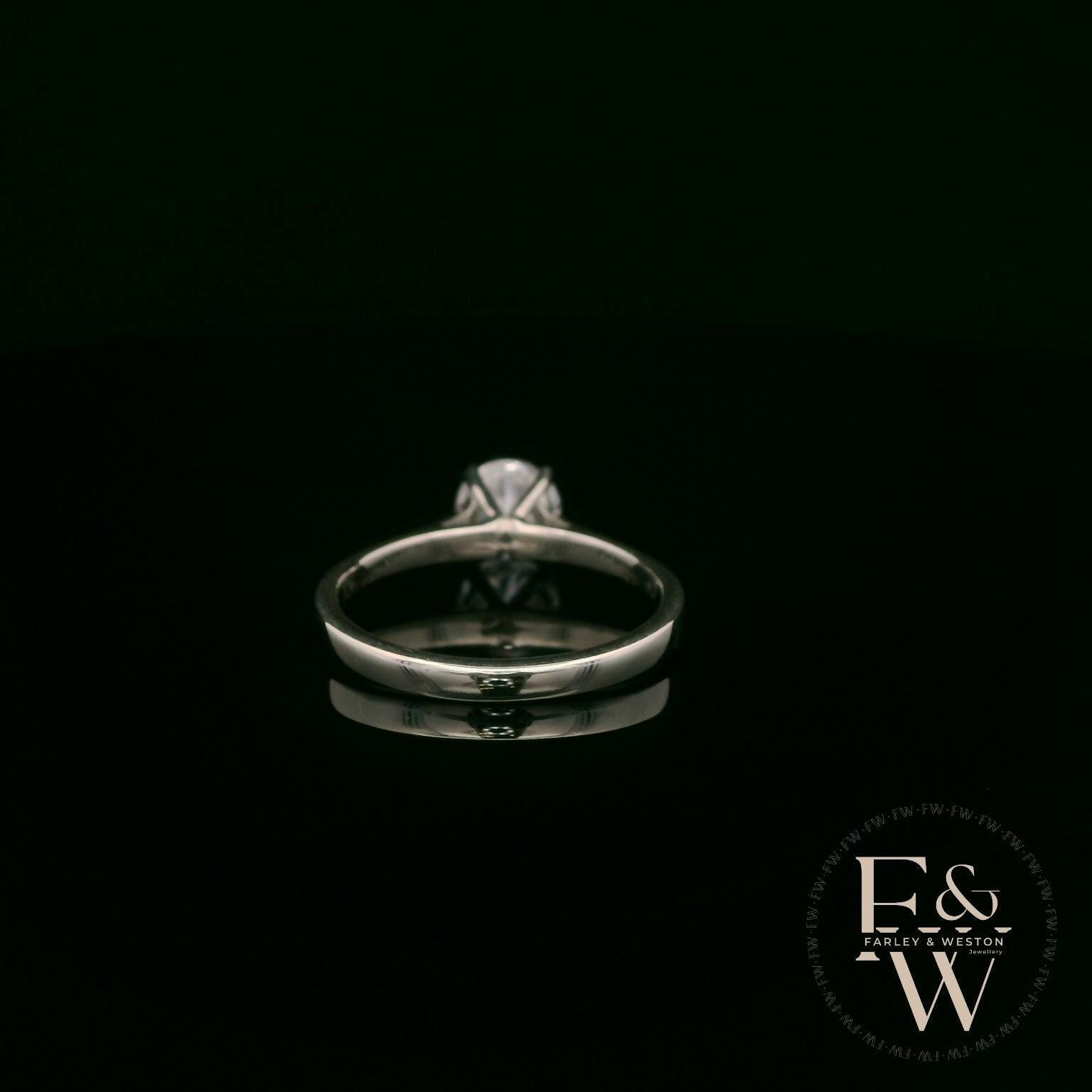 Solitaire Mossanite & Silver Engagement Ring