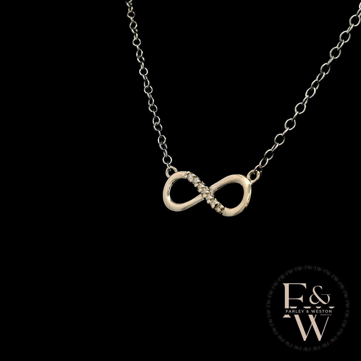 9ct White Gold Infinity Moissanite Pendant