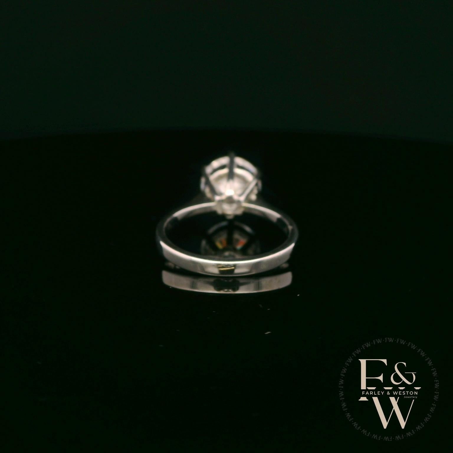 9ct White Gold & White Moissanite Single Stone Ring