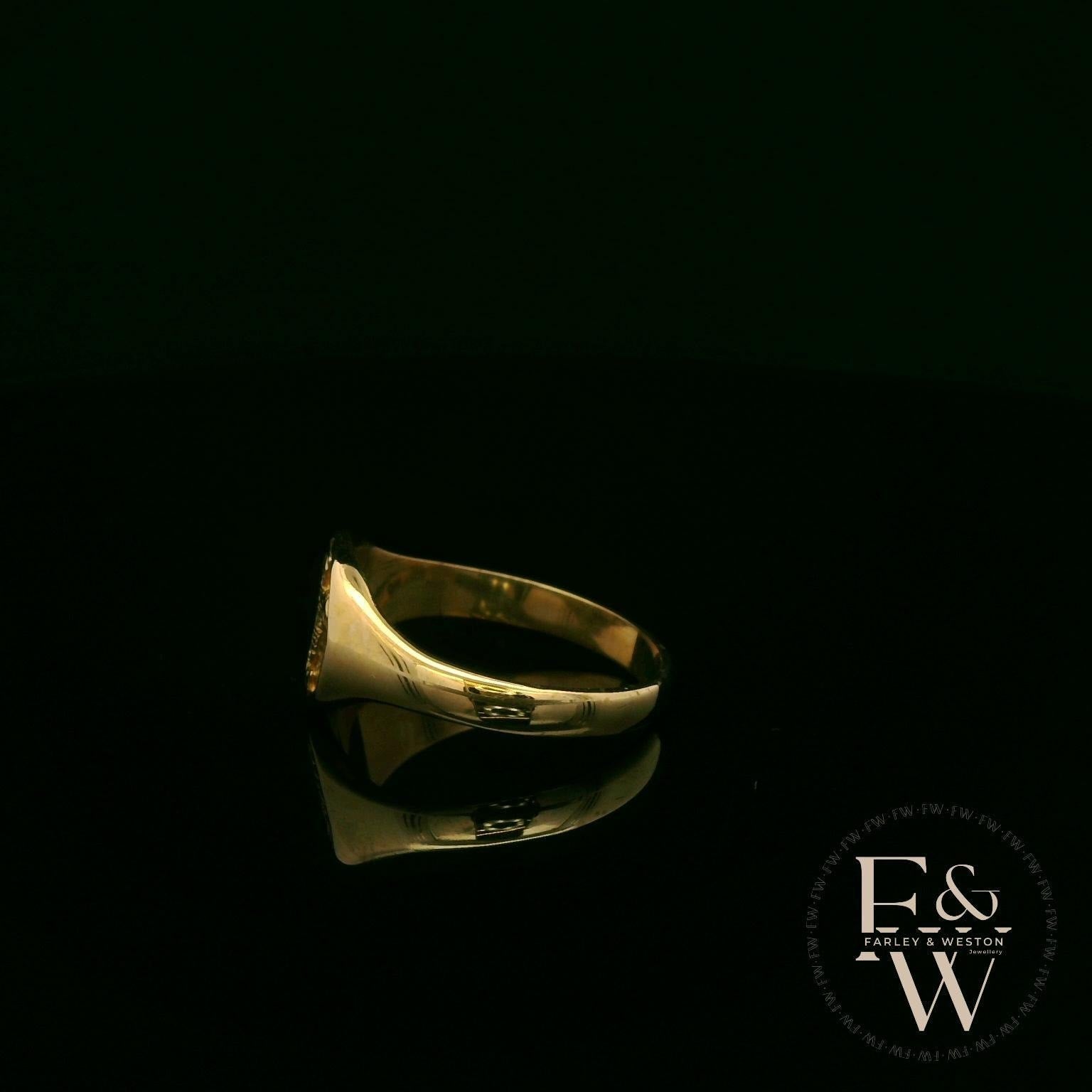 9ct Yellow Gold Welsh Feather Signet Ring