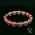 Sterling Silver Oval Red Coral Bracelet