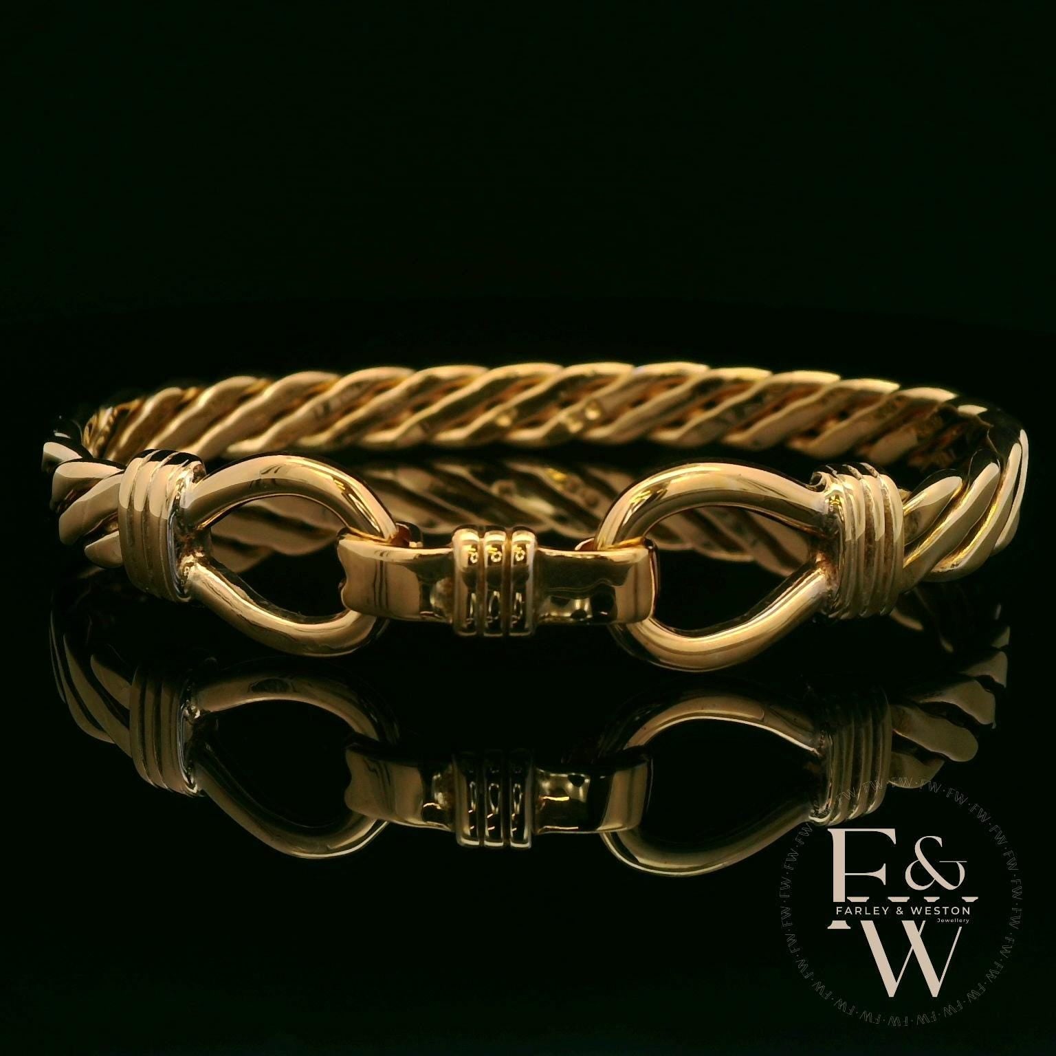 Twist Bangle Heavy Handmade 9ct Gold 27g UK Hallmarked
