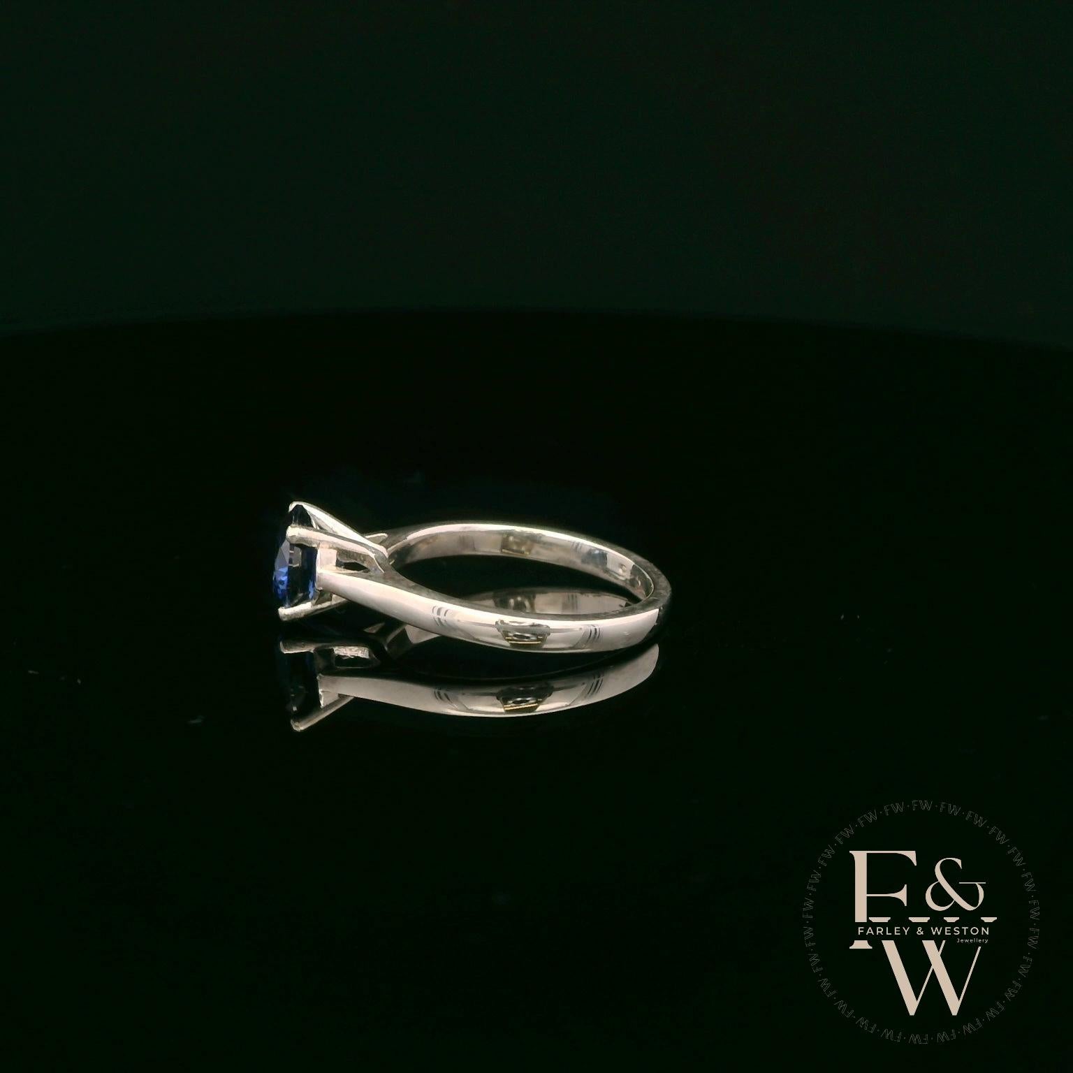 Sterling Silver Sapphire CZ Solitaire Ring