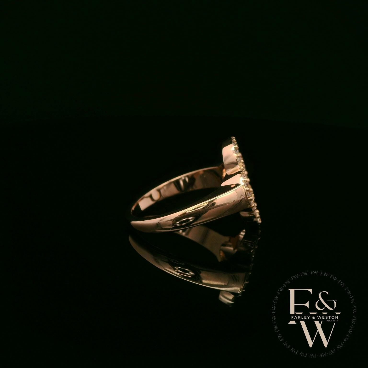 18ct Rose Gold Diamond-Encrusted Open Clover Ring