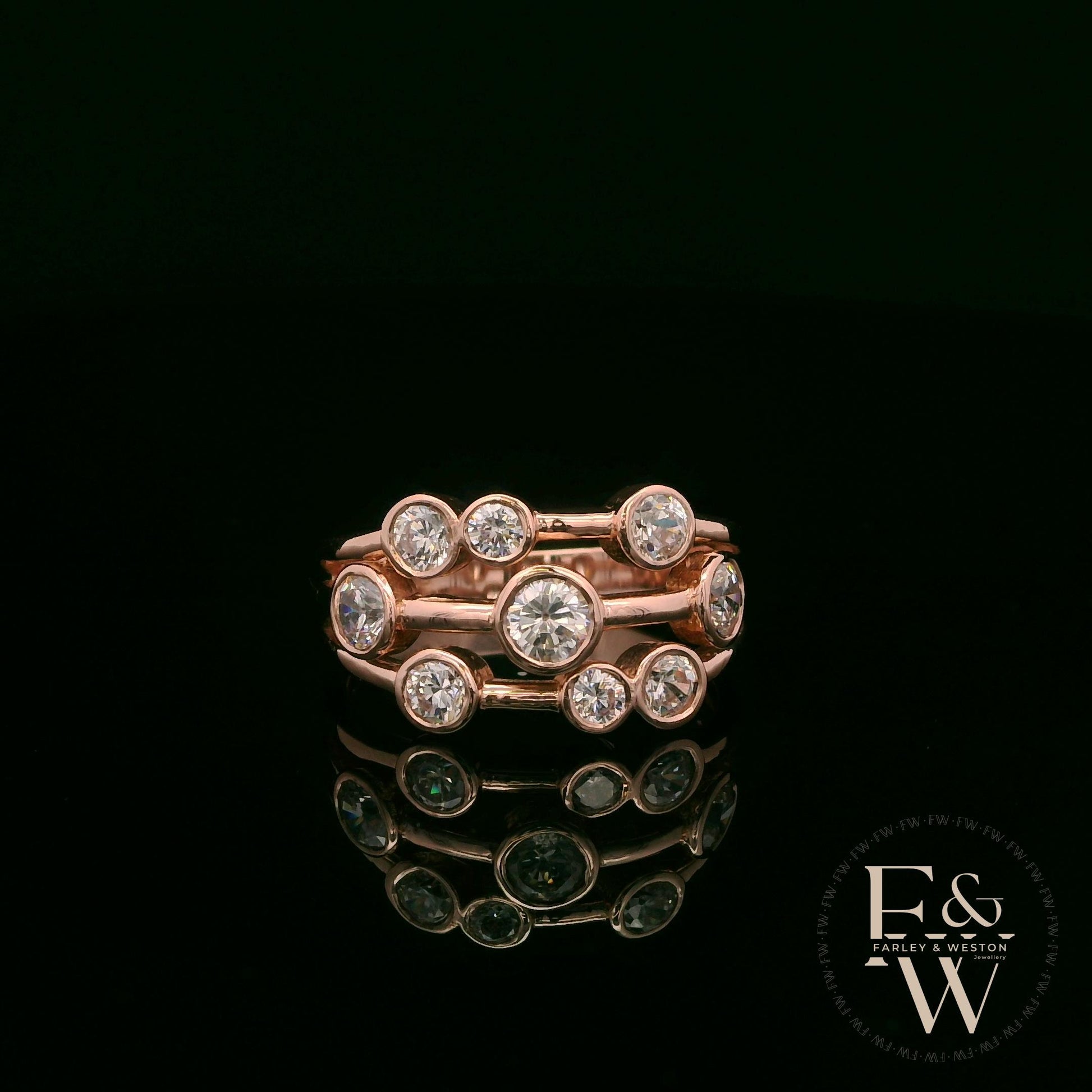 Diamond Unique 9ct Rose Gold Raindance Ring