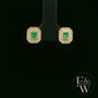 18ct Yellow Gold Emerald-Cut Emerald & Diamond Studs