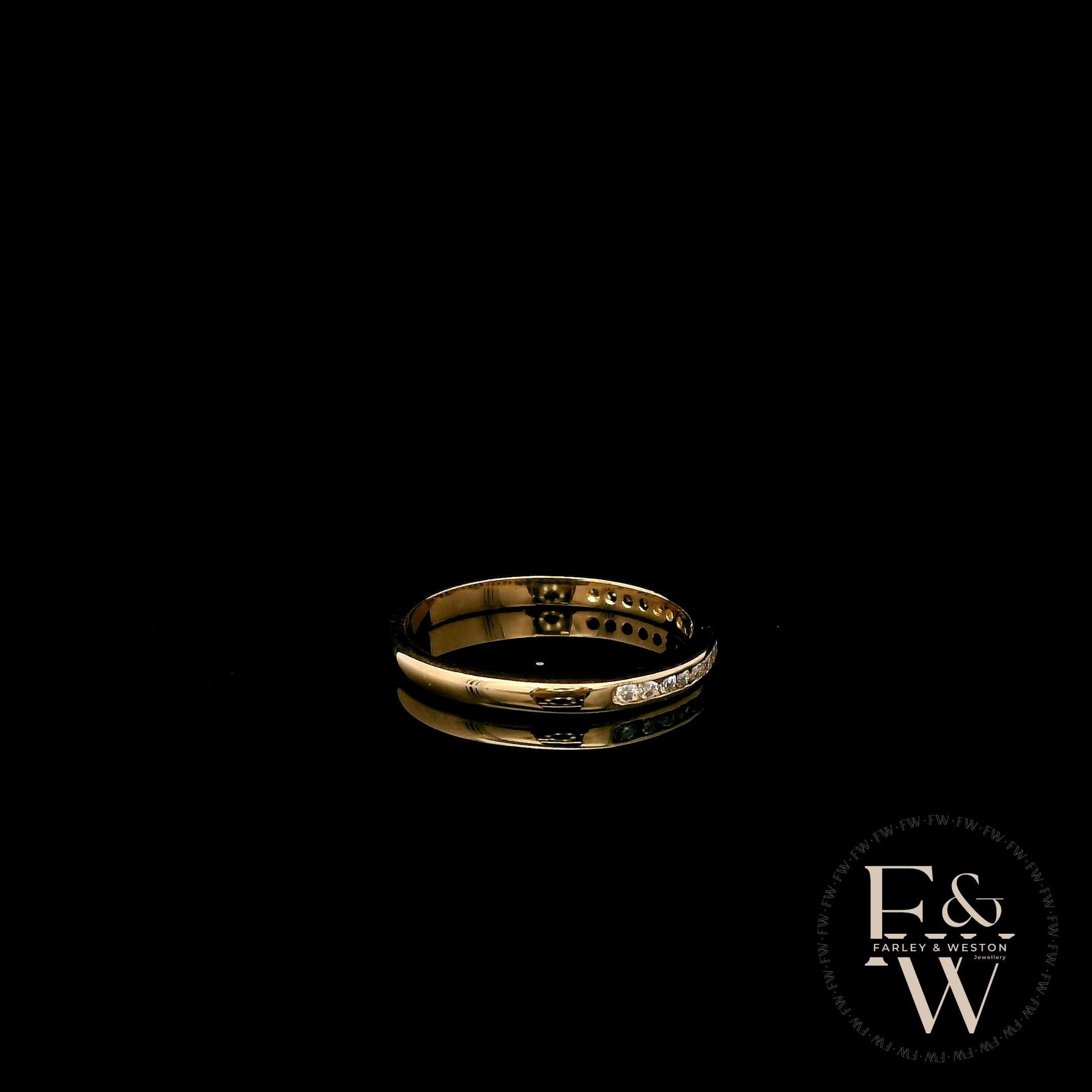 9ct Yellow Gold Channel Set White Moissanite Half-Eternity Ring