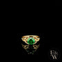 Celtic Patterned 9ct Yellow Gold Emerald CZ Single Stone Ring
