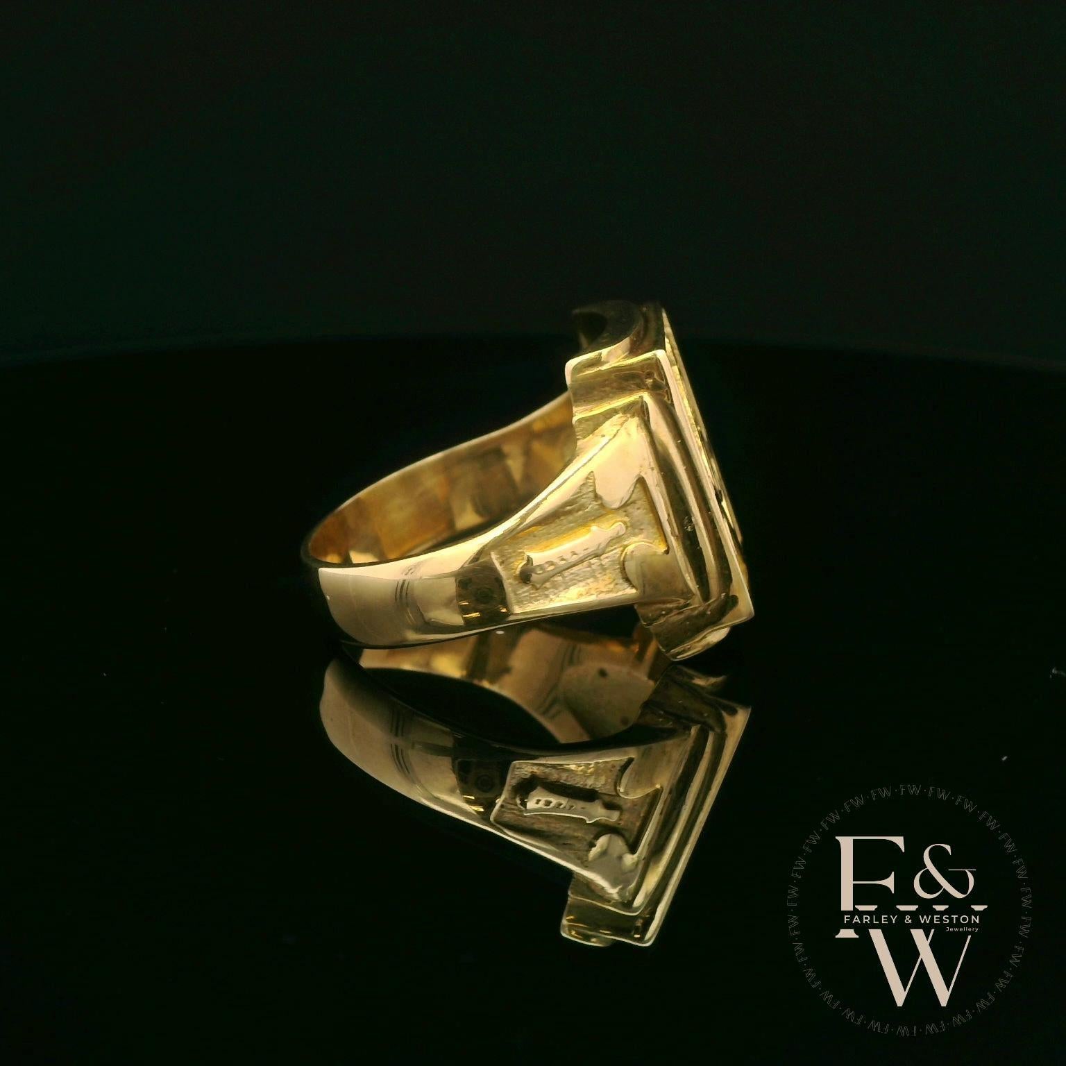 9ct Yellow Gold Large Masonic Signet Ring