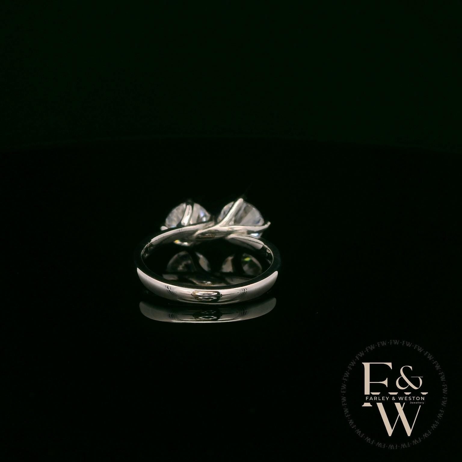 Double Moissanite & 9ct White Gold Ring
