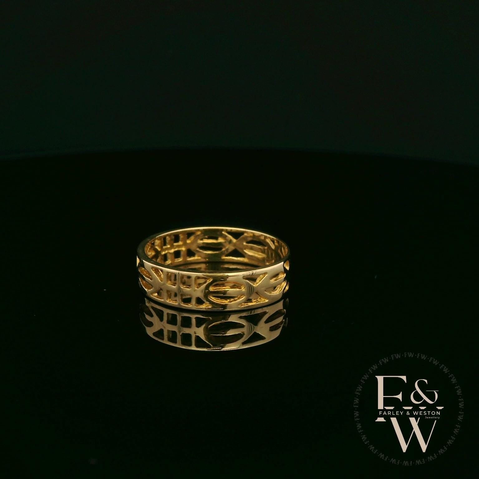 9ct Yellow Gold Geometric Cutout Band Ring