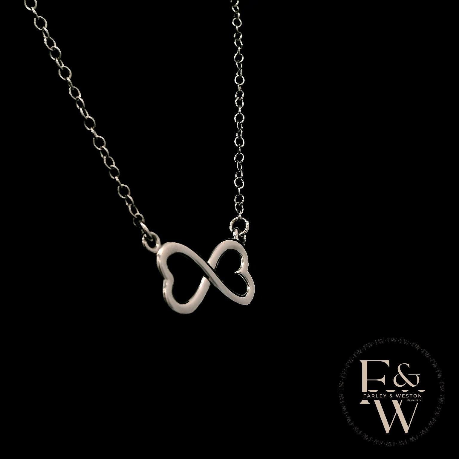 9ct White Gold Infinity Heart Charm Pendant