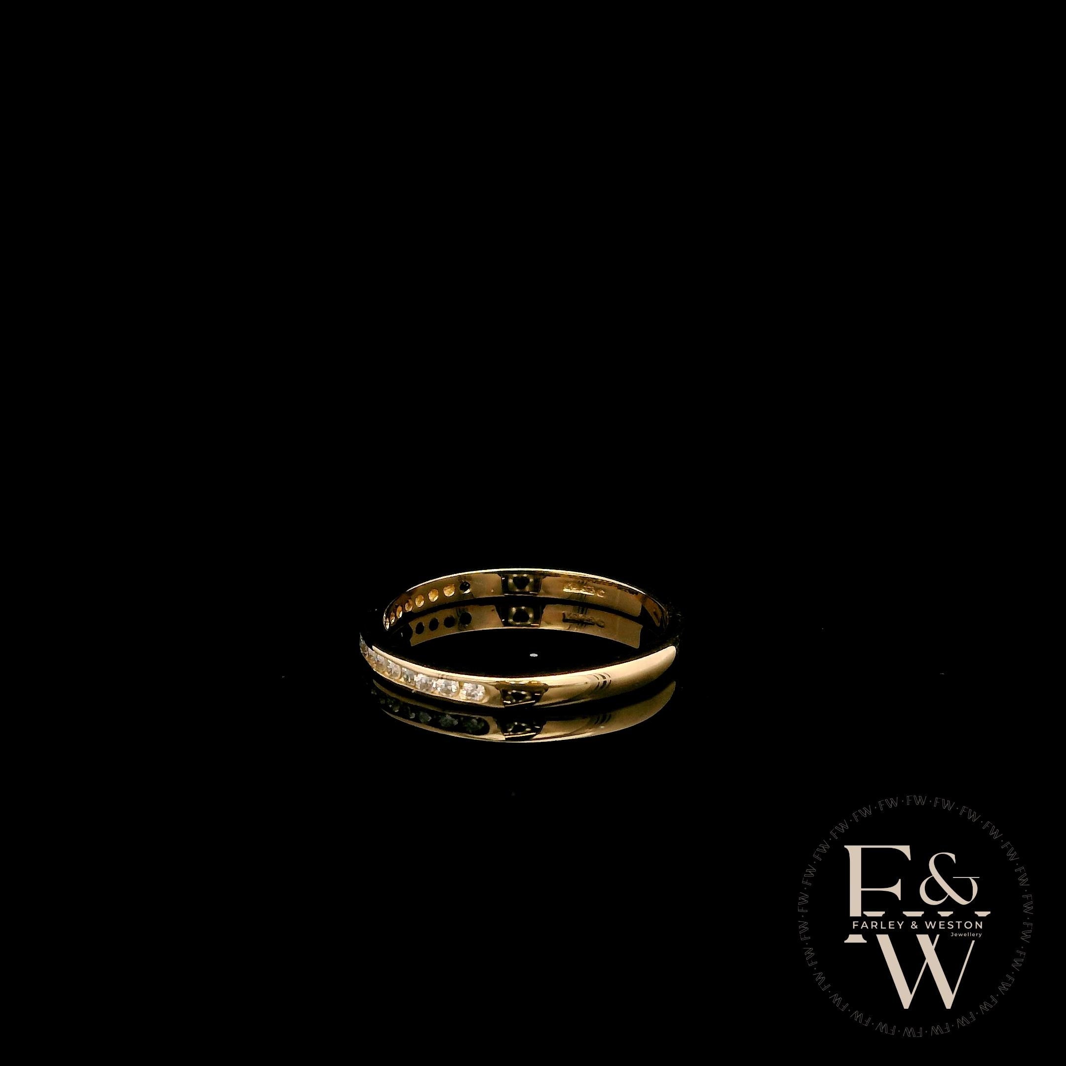 9ct Yellow Gold Channel Set White Moissanite Half-Eternity Ring