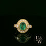 18ct Yellow Gold Oval-Cut Emerald & Diamond Vintage Ring