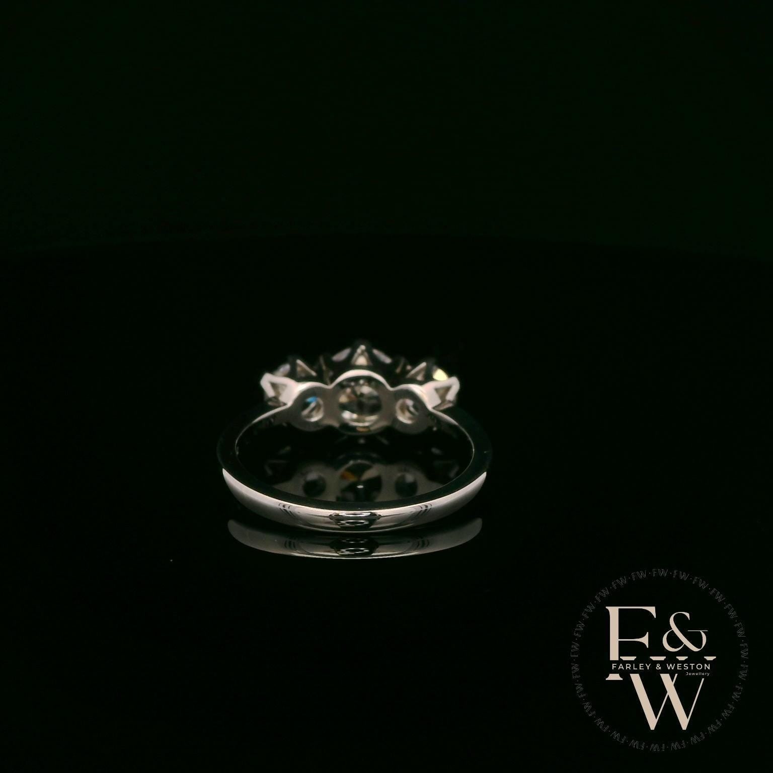 9ct White Gold & Three Stone Moissanite Ring