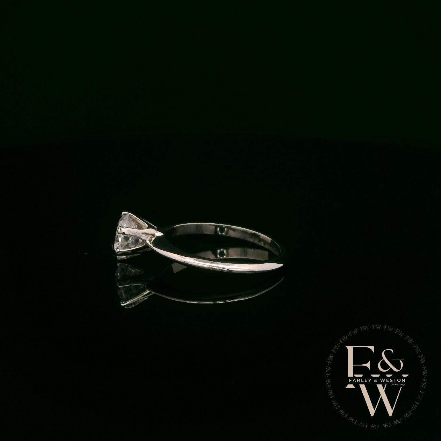 Solitaire Moissanite & 9ct White Gold Engagement Ring
