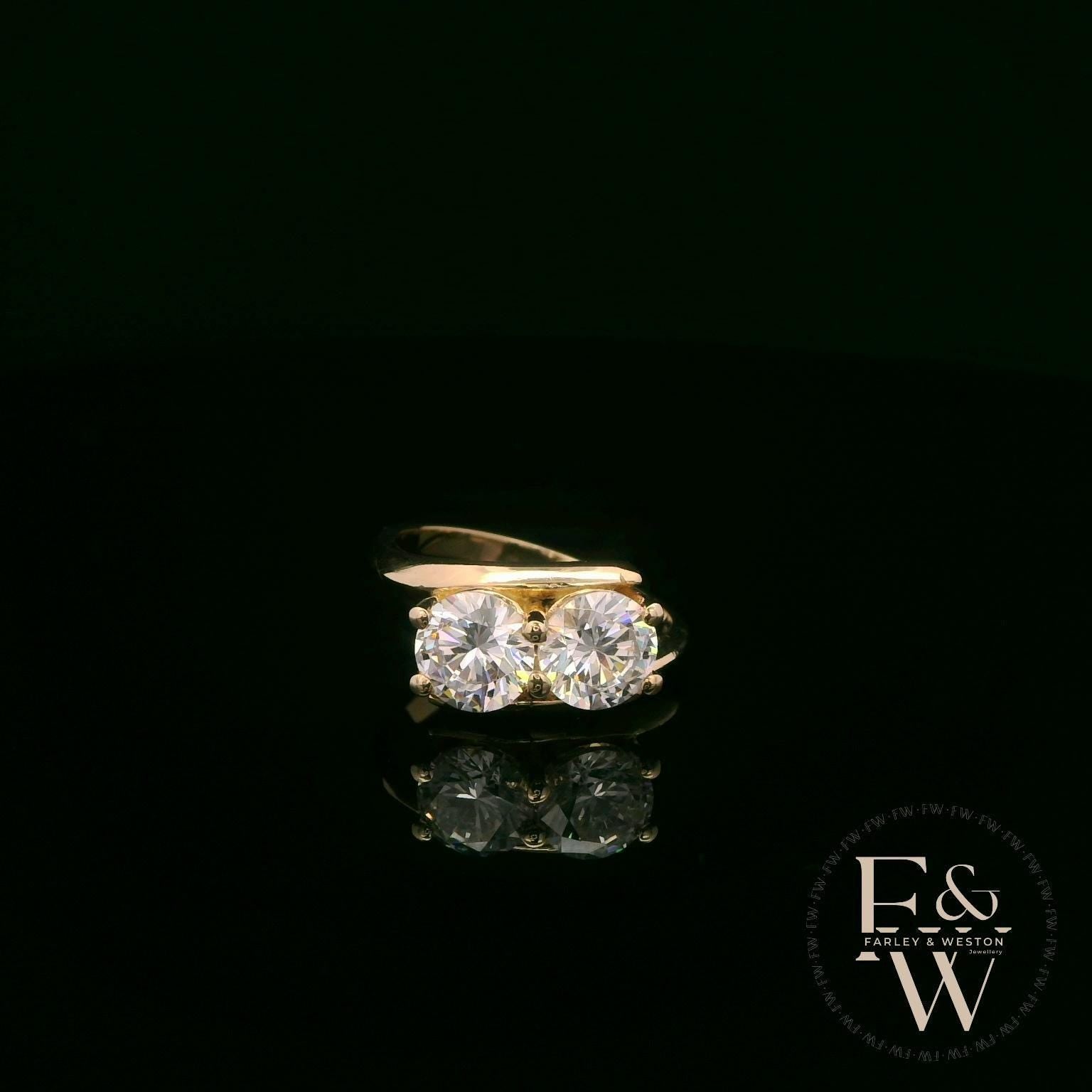 Double Moissanite & 9ct Yellow Gold Ring
