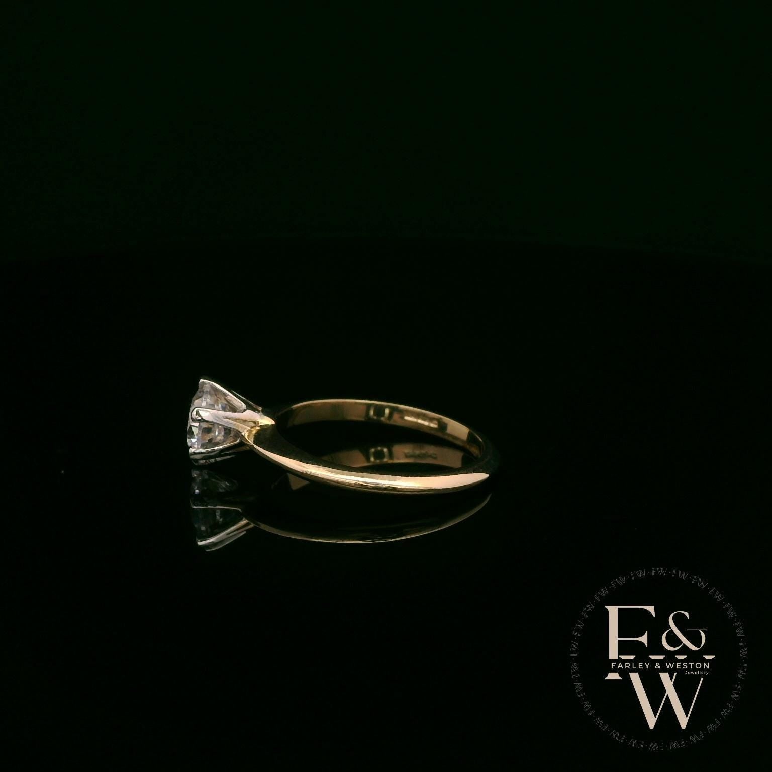 Solitaire Moissanite & 9ct Yellow Gold Engagement Ring