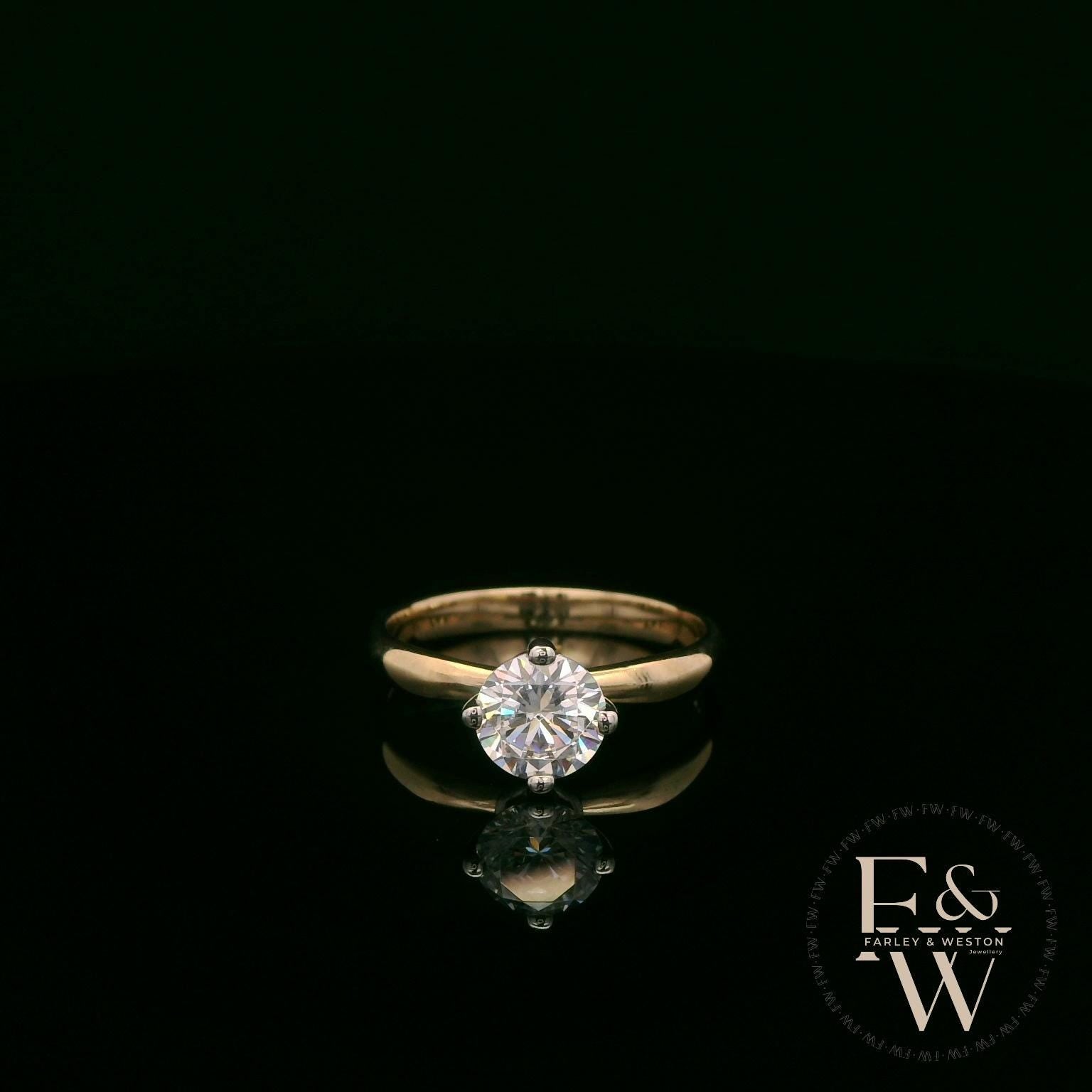 Solitaire Moissanite & 9ct Yellow Gold Engagement Ring