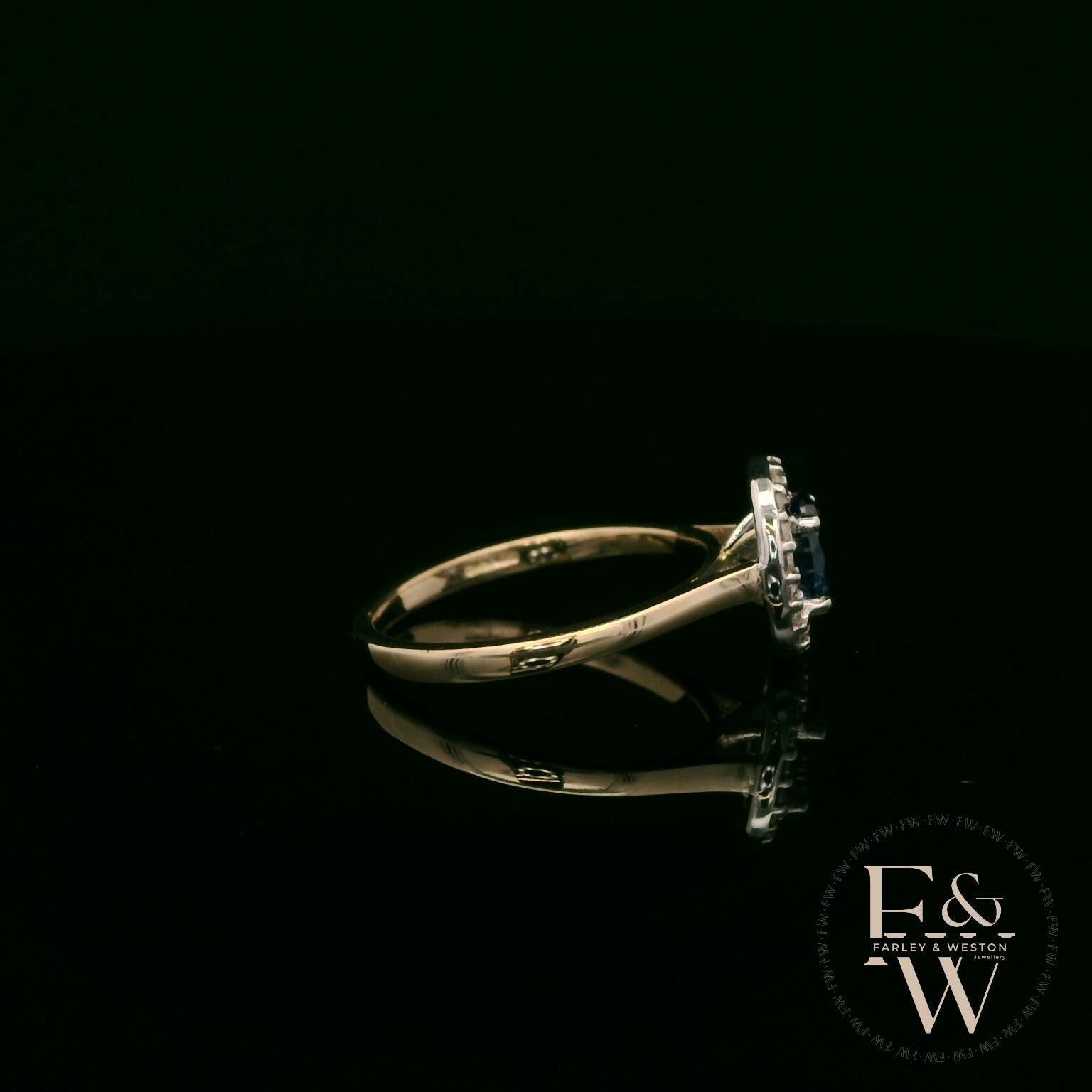 Lab Grown Sapphire and Diamond 9ct Yellow Cluster Ring