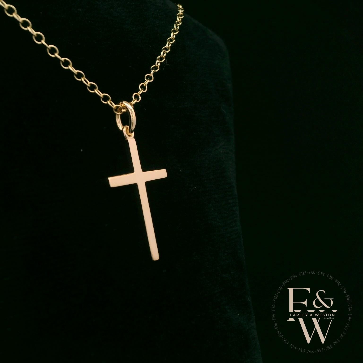 9ct Yellow Gold Small Plain Cross Pendant