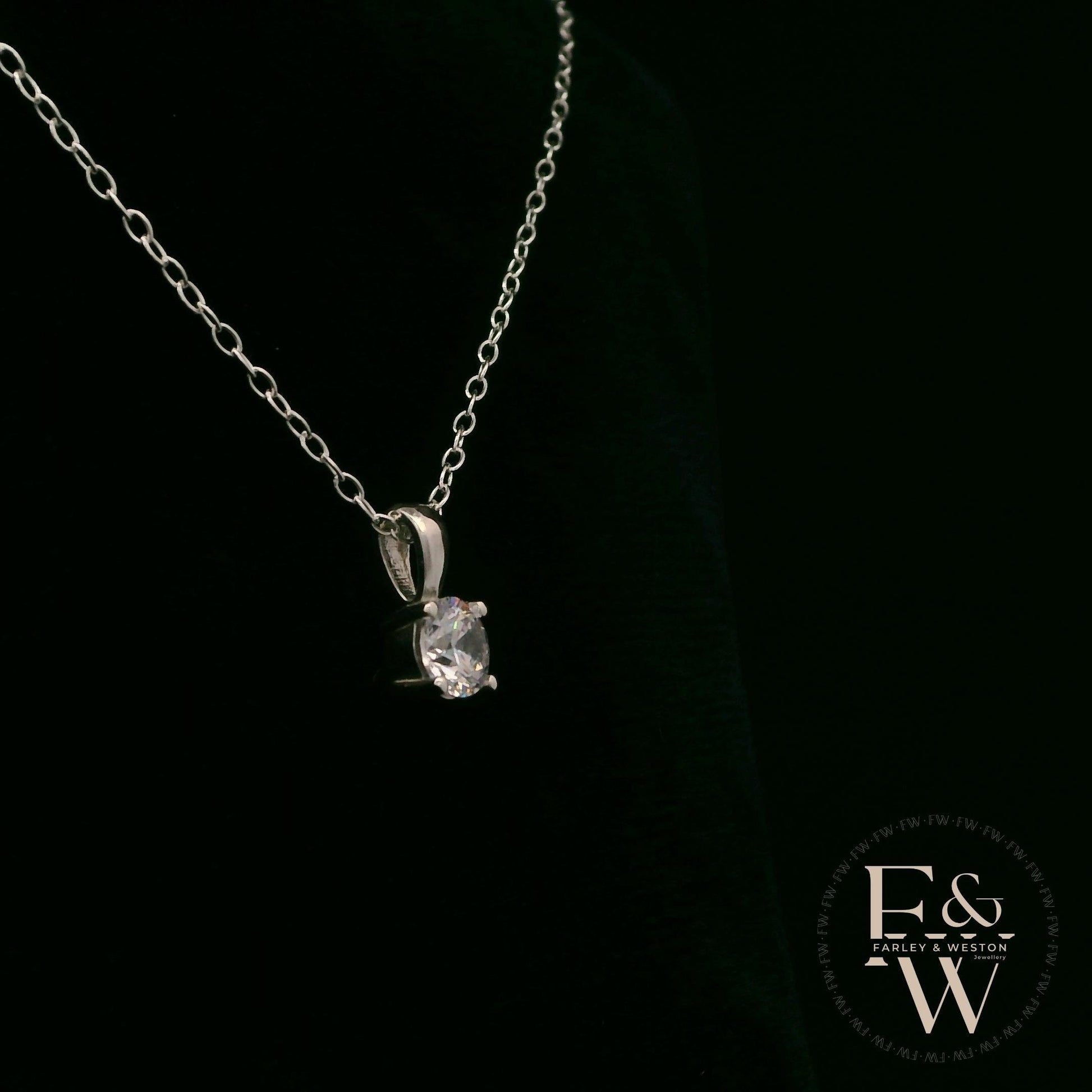 Sterling Silver Single Stone Moissanite Pendant