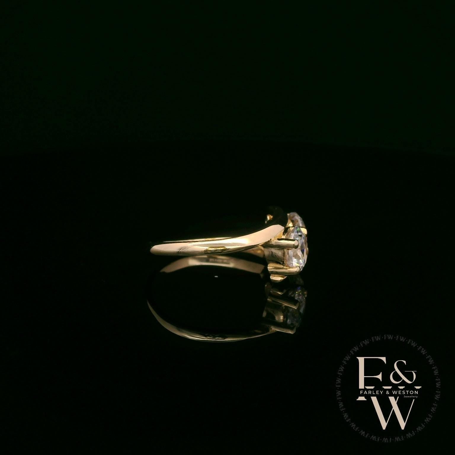 Double Moissanite & 9ct Yellow Gold Ring