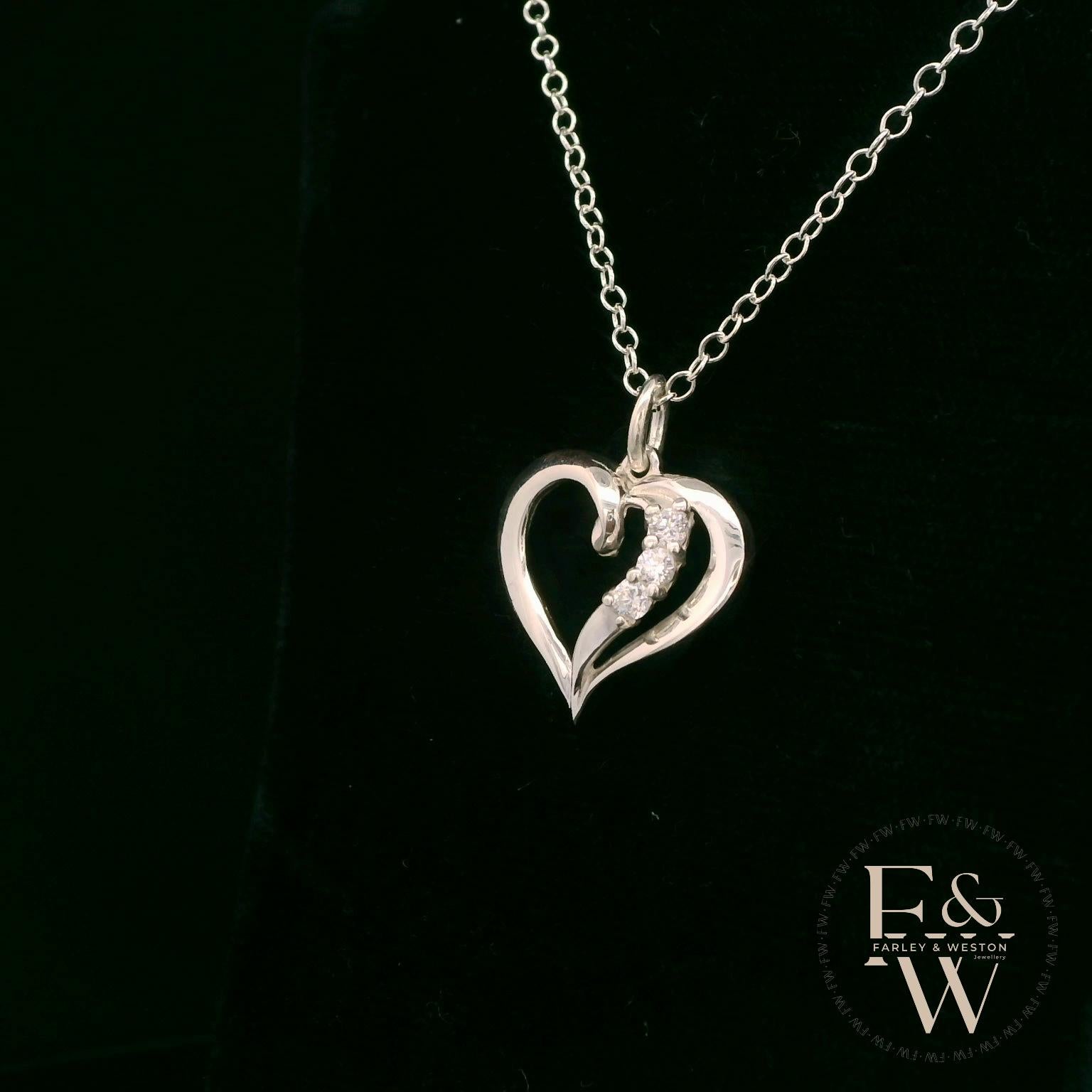 Sterling Silver White Moissanite Heart Pendant