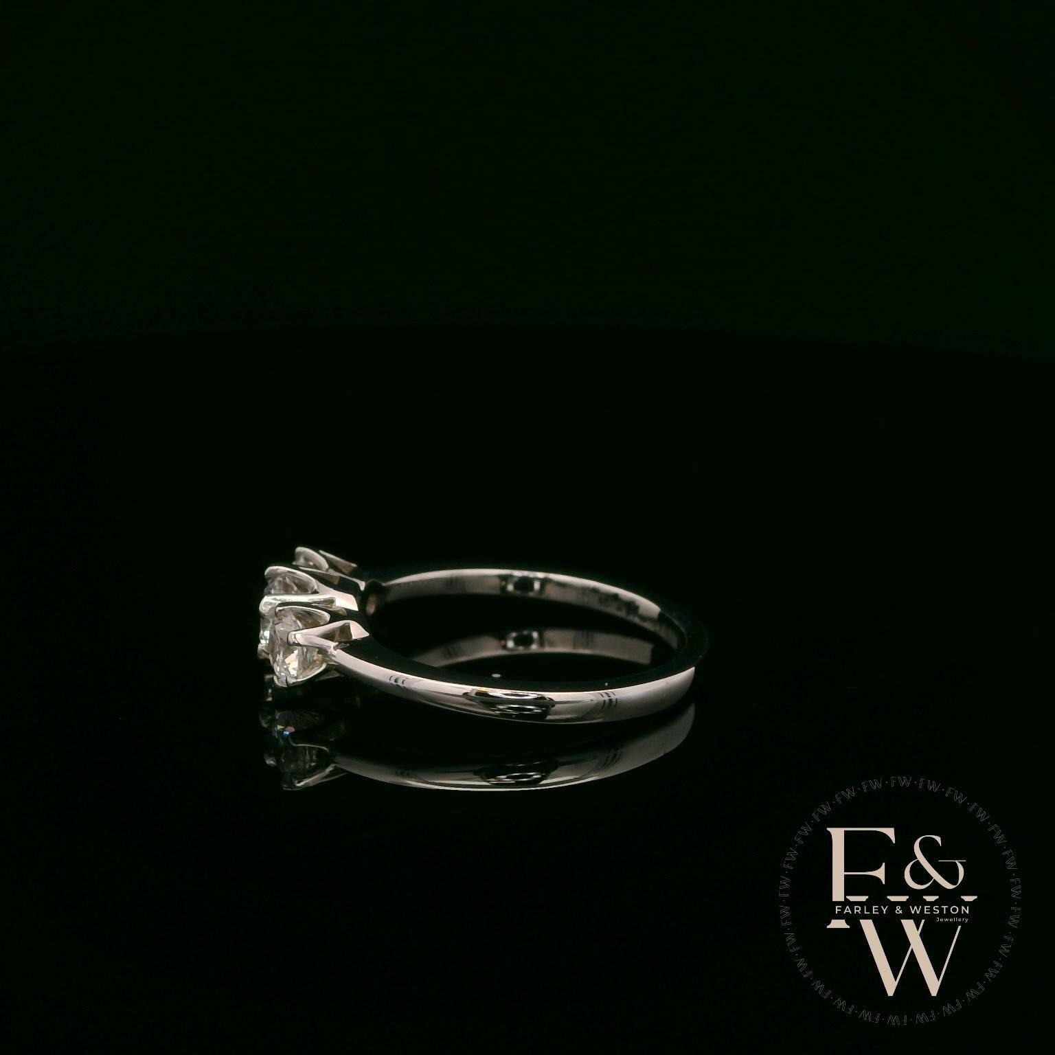 9ct White Gold & Three Stone Moissanite Ring