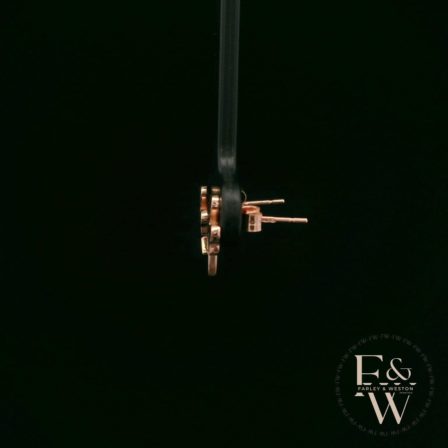 3 Leaf Clover 9ct Rose Gold Studs