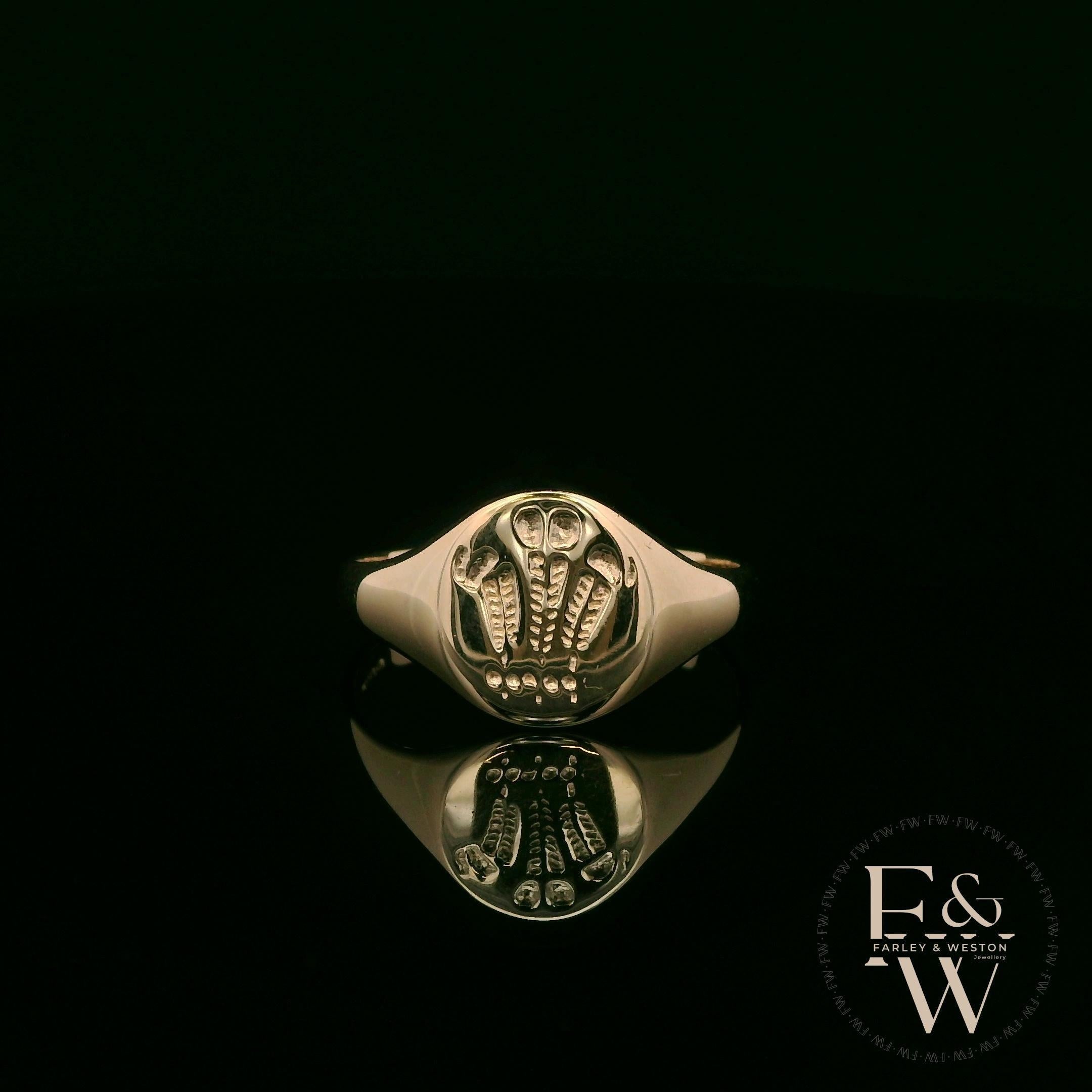 9ct Yellow Gold Welsh Feather Signet Ring