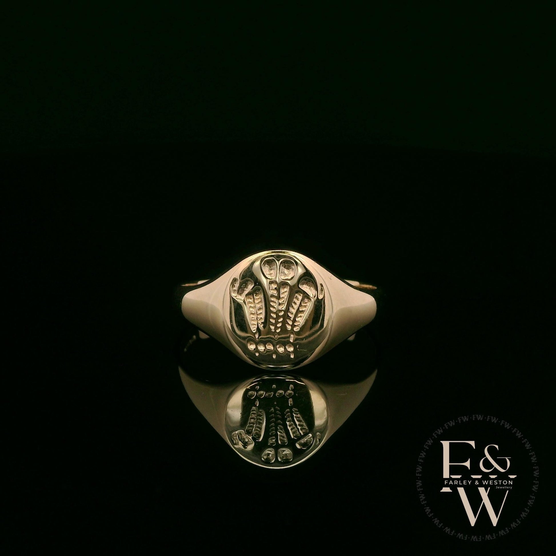 9ct Yellow Gold Welsh Feather Signet Ring