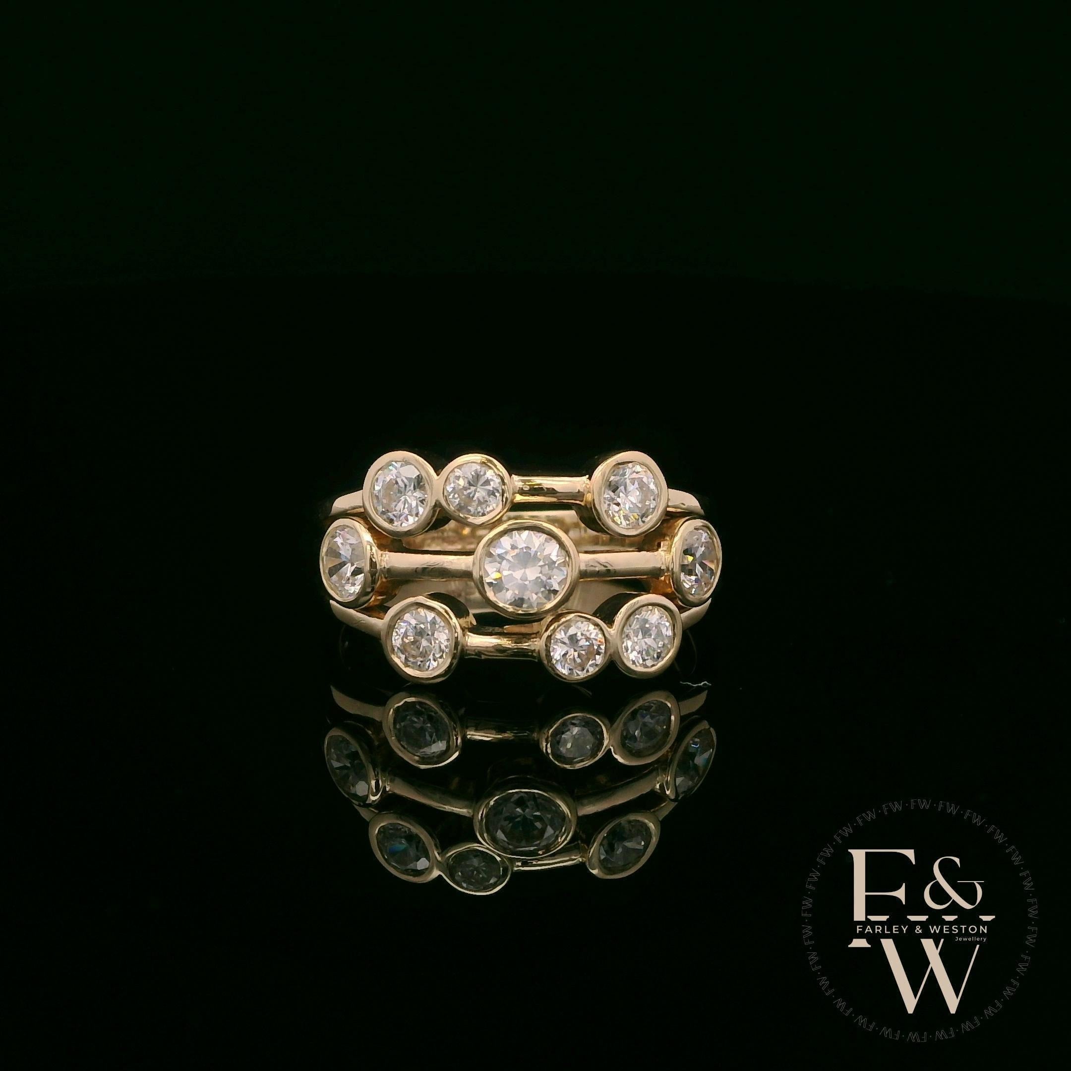 Laborgezüchteter Diamant 9K Gelbgold Raindance Ring