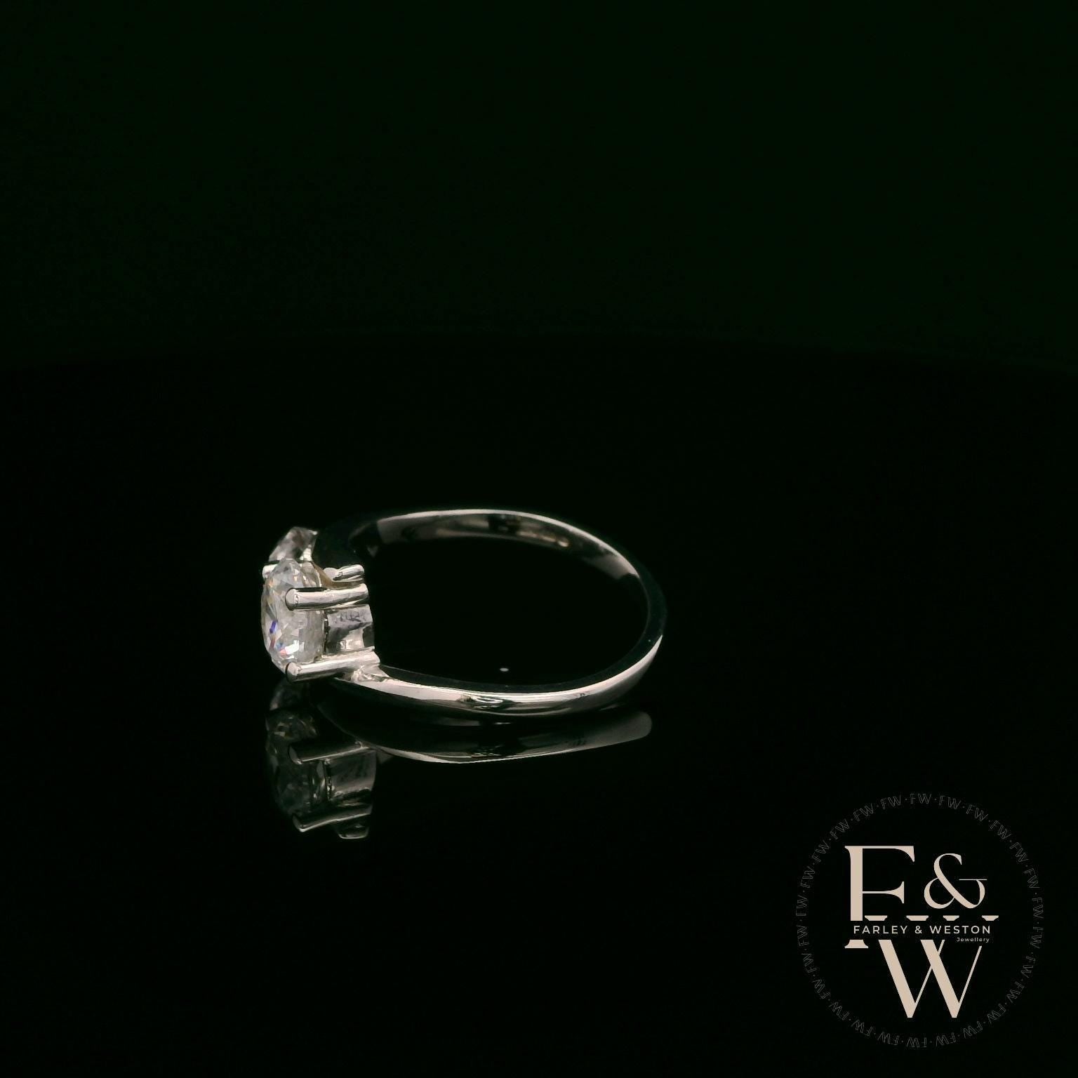 Double Moissanite & 9ct White Gold Ring