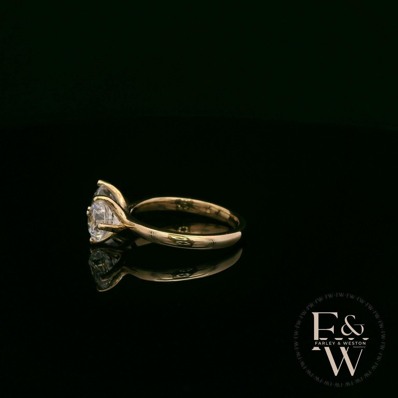 Double Moissanite & 9ct Yellow Gold Ring