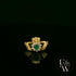 9ct Yellow Gold Agate and Diamond Unique Claddagh Ring