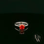 9ct White Gold Fire Opal CZ Solitaire Ring