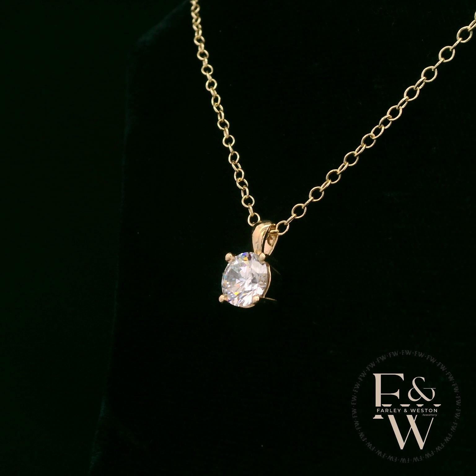 9ct Yellow Gold & Solitaire Moissanite Pendant