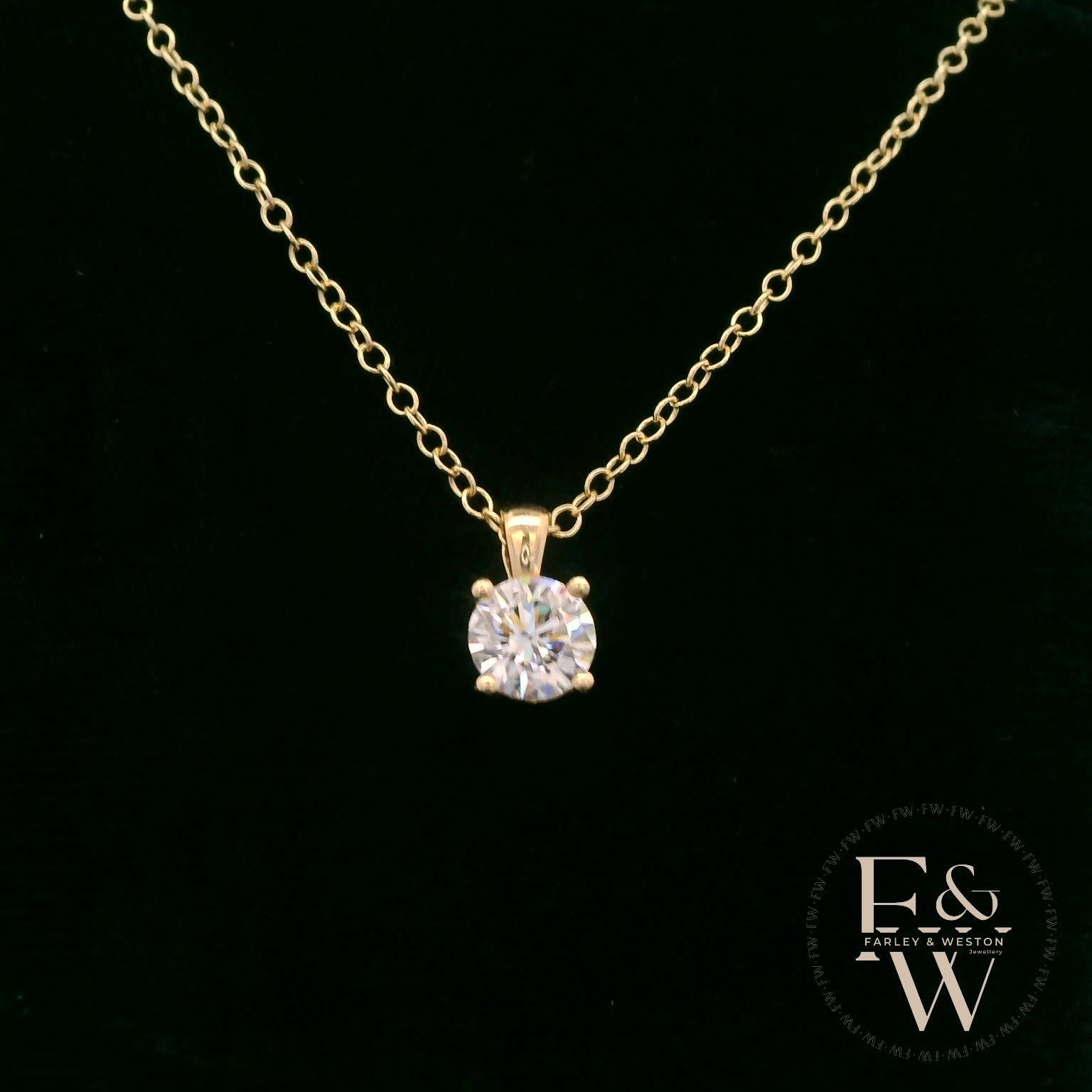 9ct Yellow Gold & Solitaire Moissanite Pendant