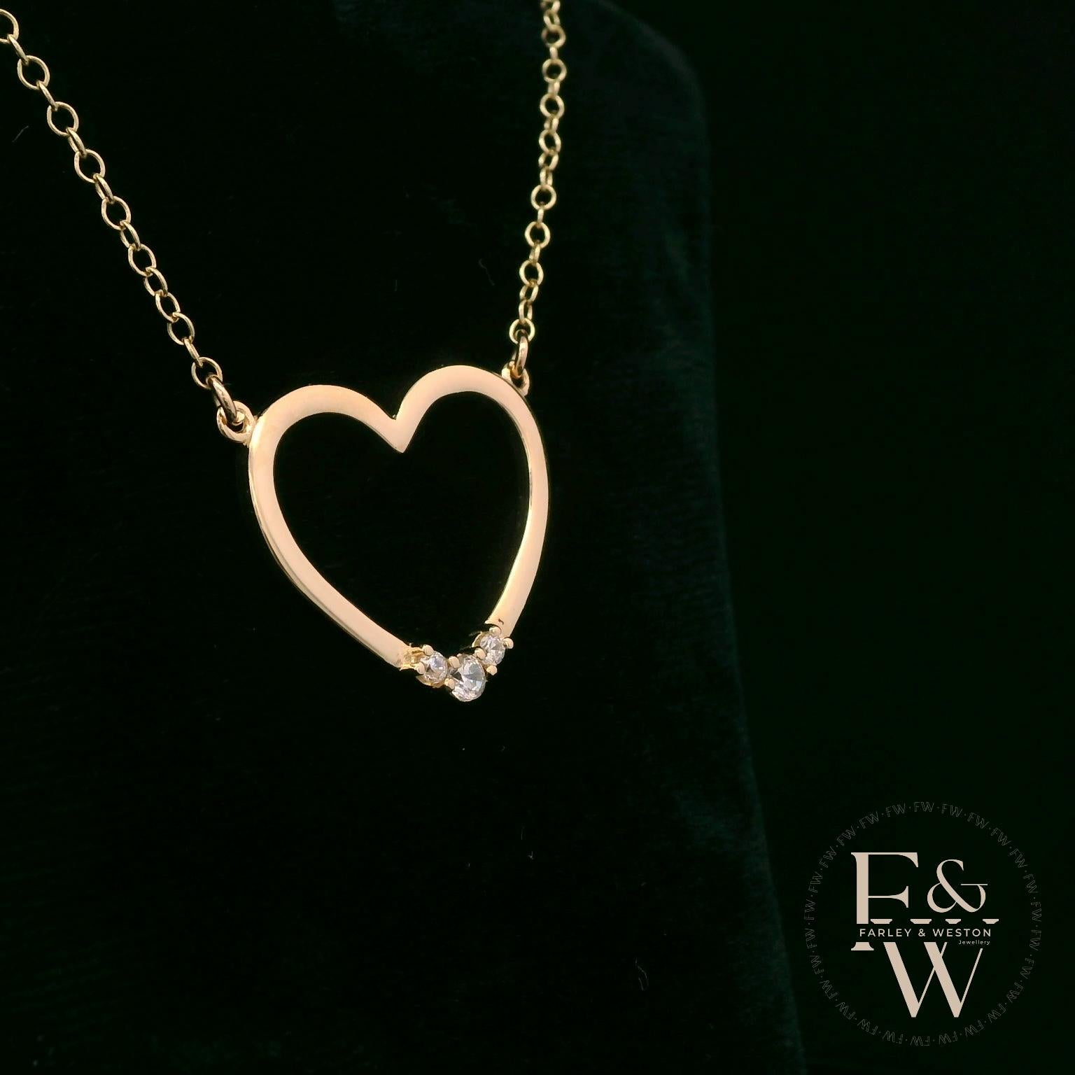 9 Karat Gelbgold Weiße Moissanite Herz Halskette