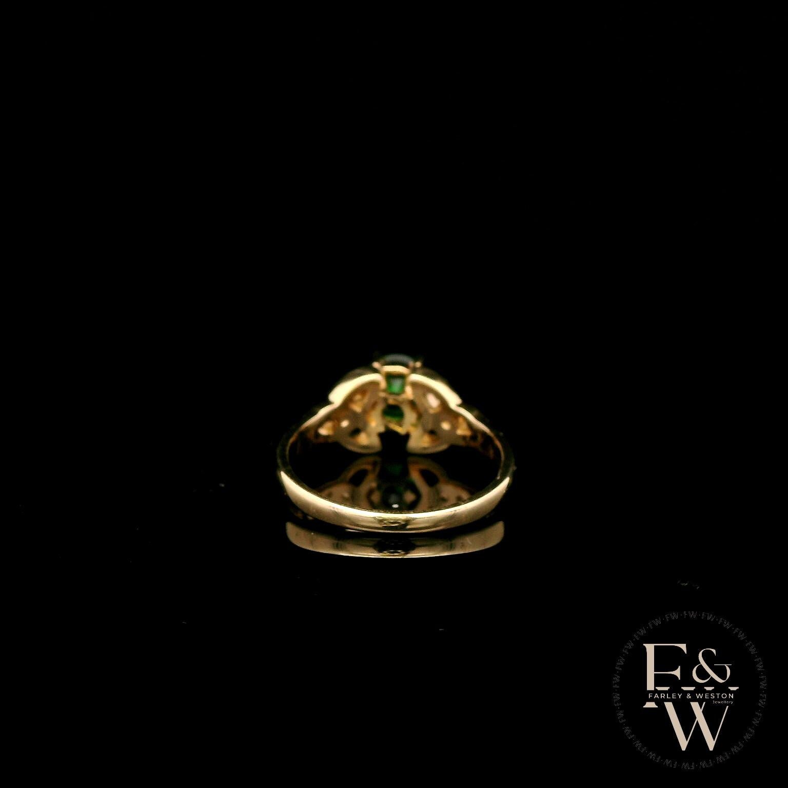 Celtic Patterned 9ct Yellow Gold Emerald CZ Single Stone Ring