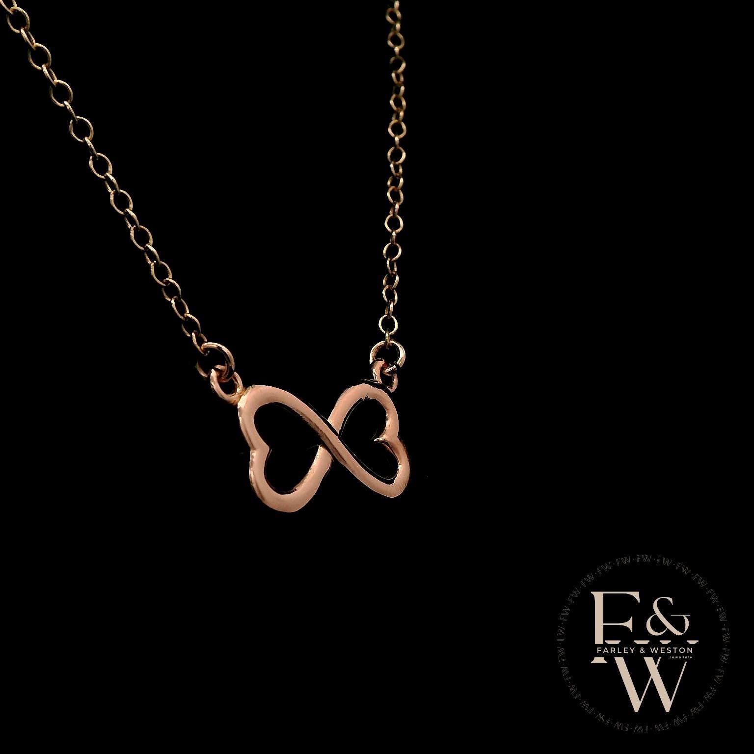 9ct Rose Gold Infinity Heart Pendant