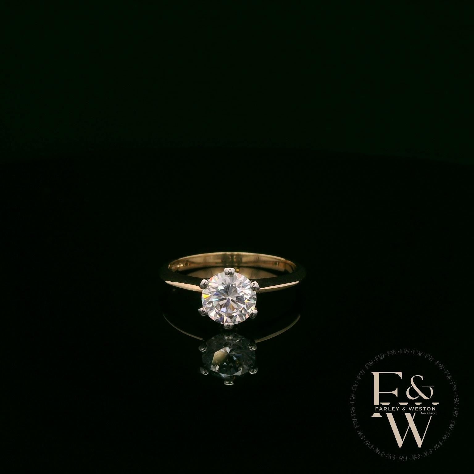 Solitaire Moissanite & 9ct Yellow Gold Engagement Ring