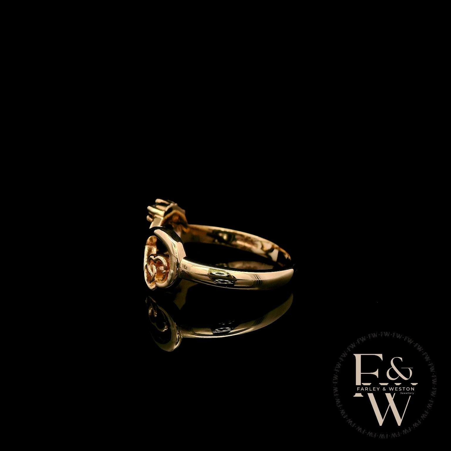 9ct Yellow Gold Infinity Heart Sapphire & Diamond Ring