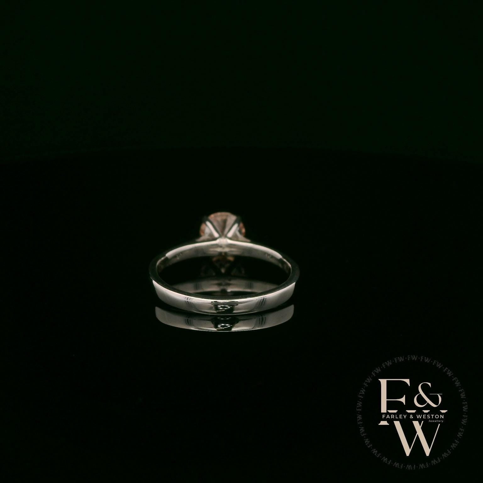 Solitaire Champagne & Silver Engagement Ring