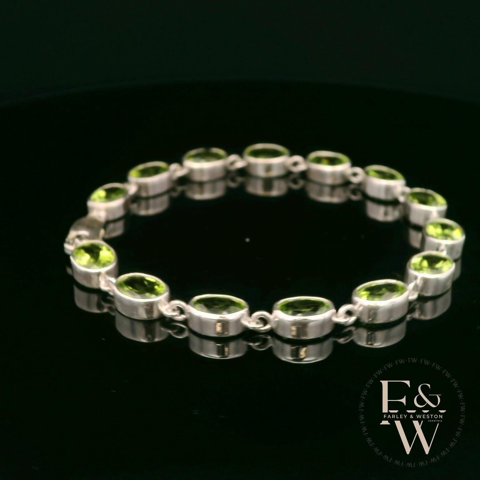 Sterling Silver Oval Peridot Bracelet