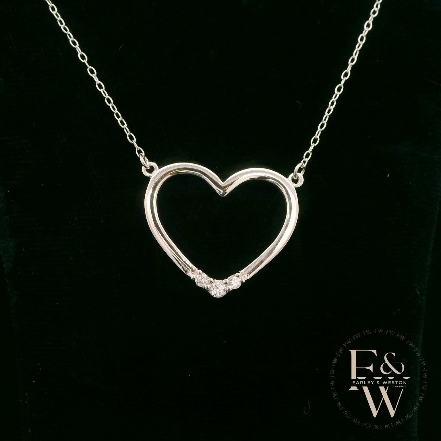 Sterling Silver White Moissanite Heart Necklace