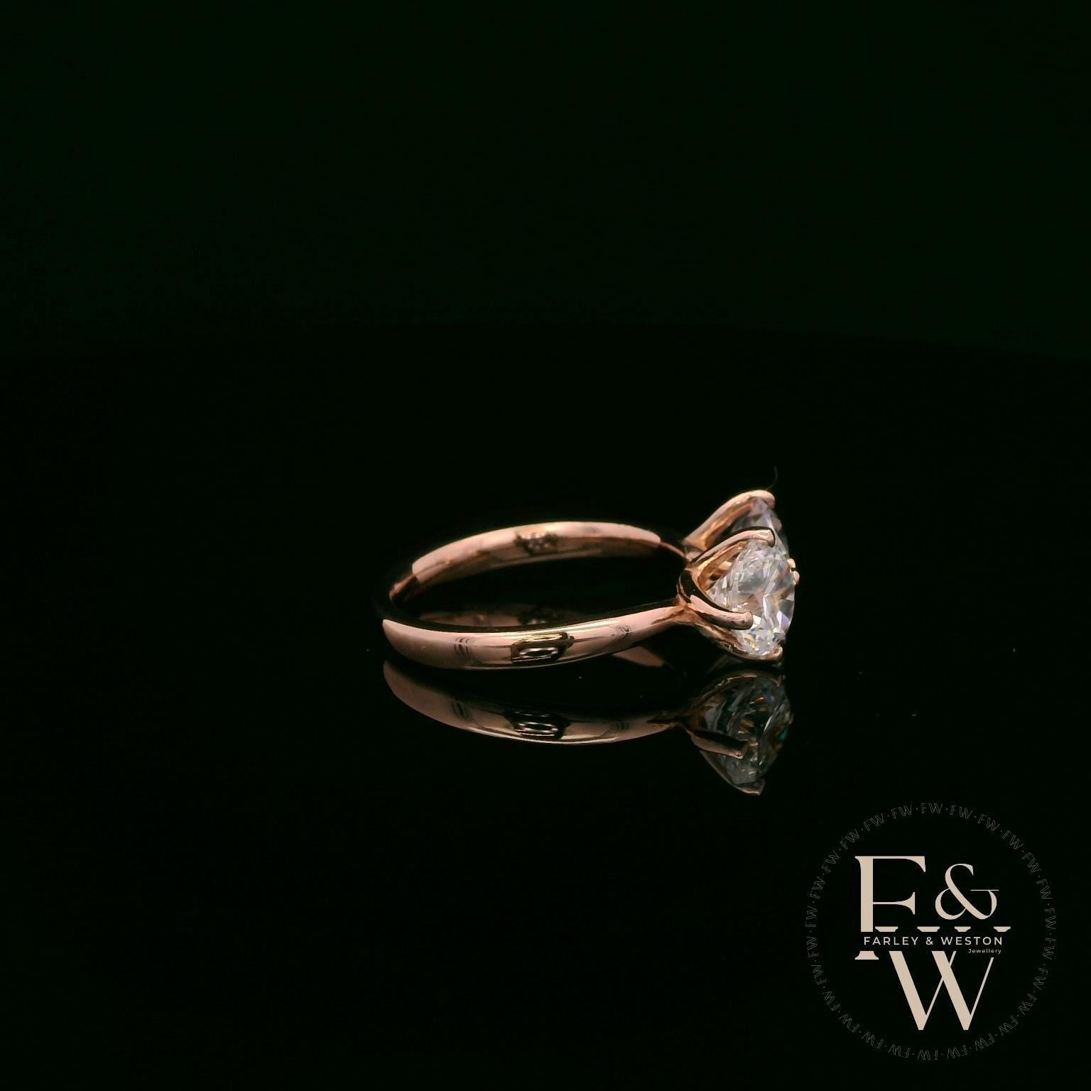 Double Moissanite & 9ct Rose Gold Ring
