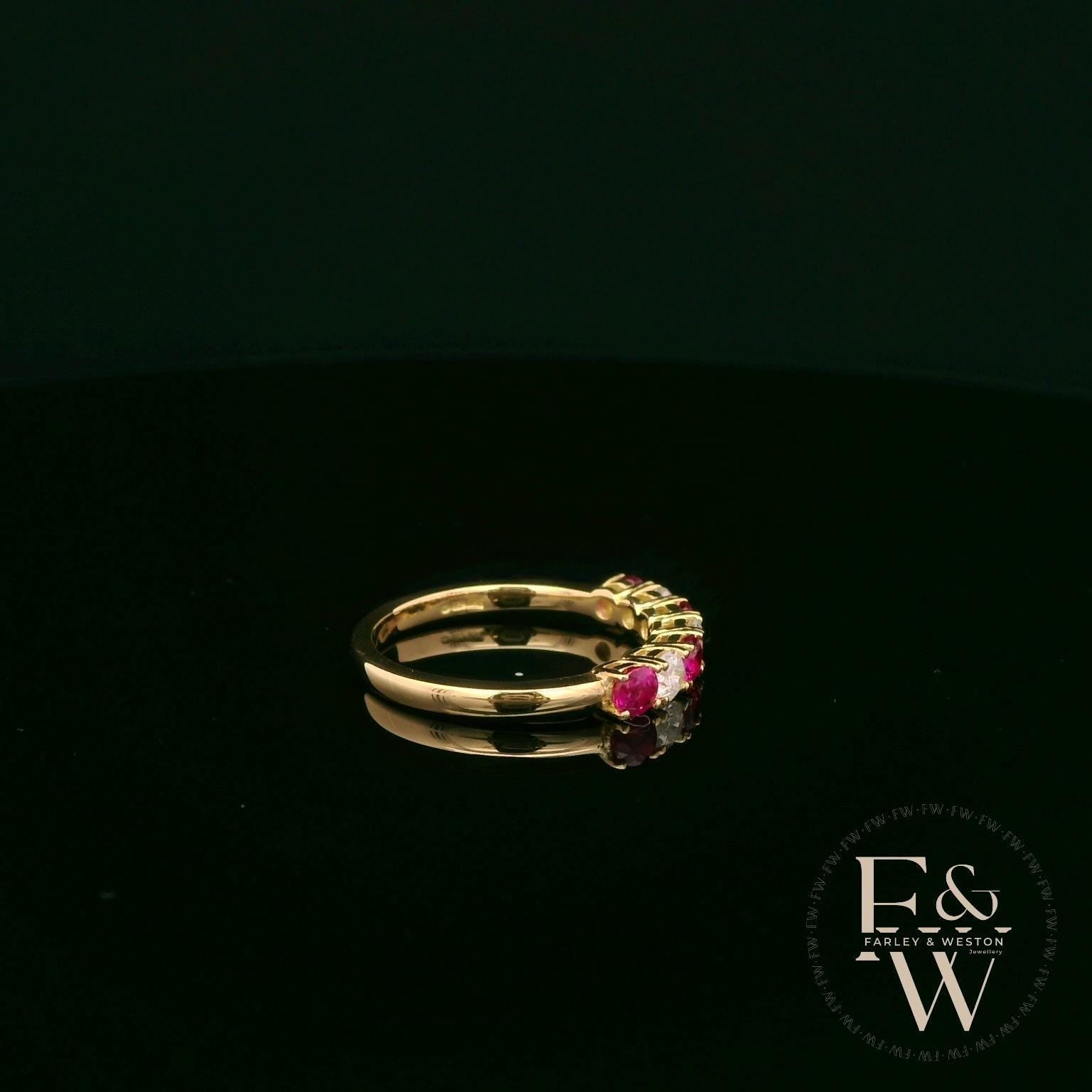18ct Yellow Gold Round-Cut Ruby & Diamond Ring